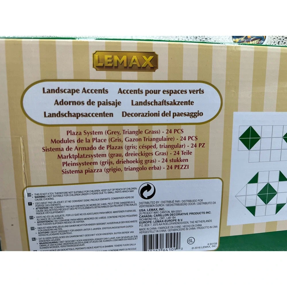 Lemax Plaza System Grey Triangle Grass‎ Landscape Accents 24 Pieces 64109